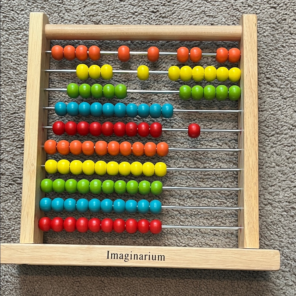 Imaginarium Colorful Wooden Abacus - Orange, Yellow, Green, Blue & Red